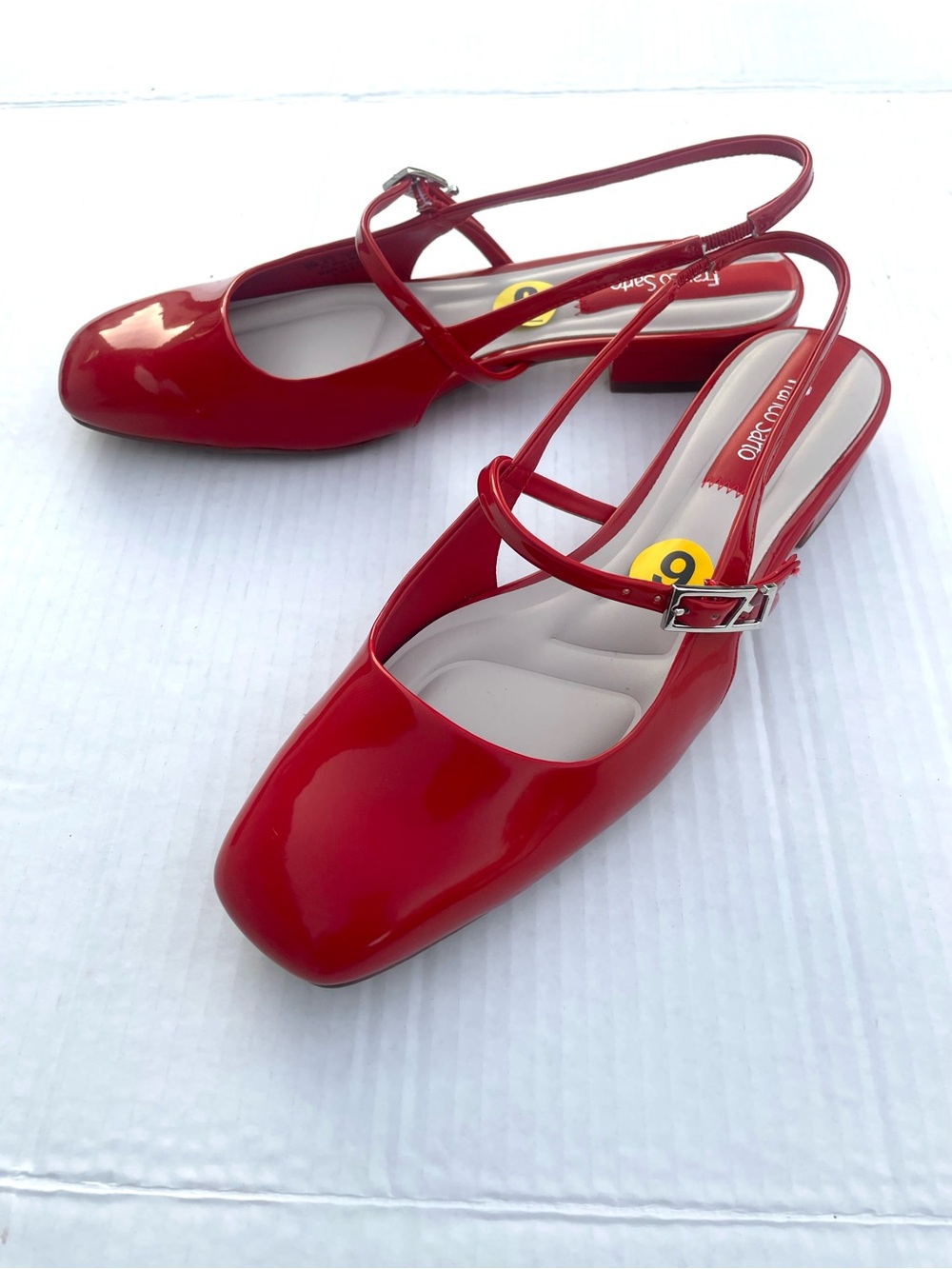 New Franco Sarto Destin Red Patent Slingback Size 9
